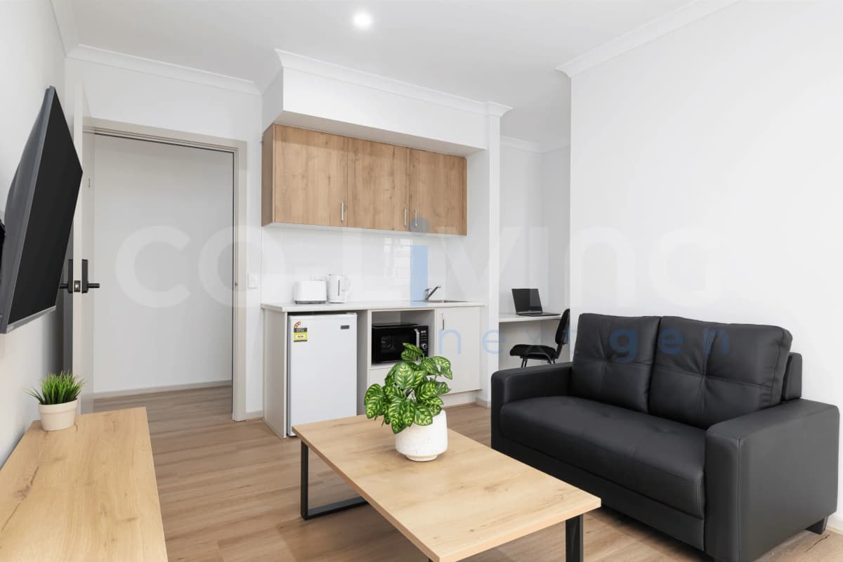 Shared living area in a purpose-built co-living home